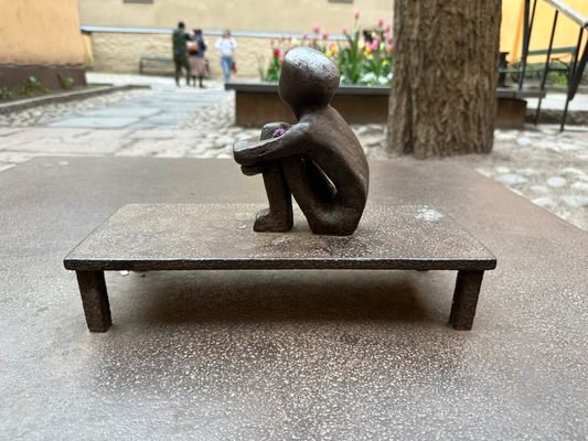 Bollhustäppan, beside Järnpojken, Stockholm. Use the public courtyard path without blocking other visitors.