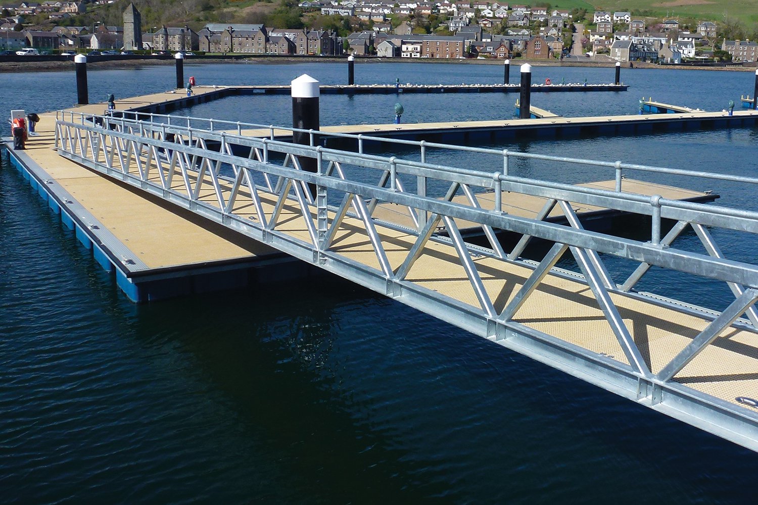 Fixed public quayside beside the Sandtorhafen pontoon access, clear of the gangway.