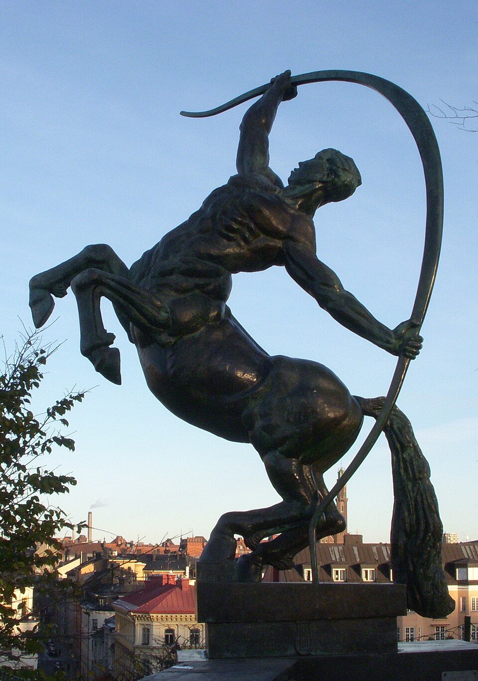 Park path beside Kentauren on Observatoriekullen, keeping clear of the sculpture’s base.